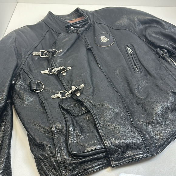 CHARGE VINTAGE AVIATOR BLACK LEATHER JACKET SIZE M - Picture 2 of 13